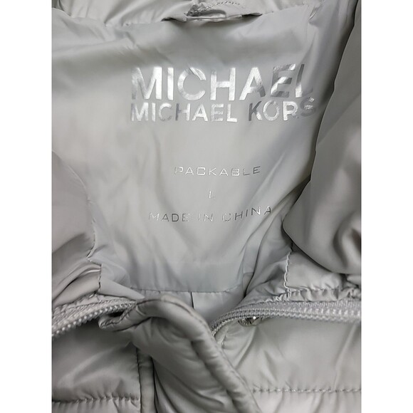 Michael Kors MK Women's Packable Puffer Jacket in Gray Silver  size Large - Picture 7 of 16